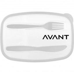 White - Tight Seal Custom Lunch Container w/ Utensils