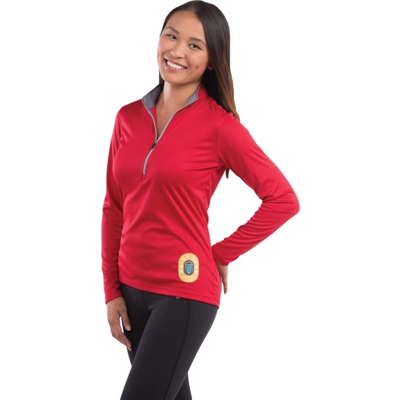 Side - Elevate Vega Tech Quarter Zip Custom Jackets - Women's