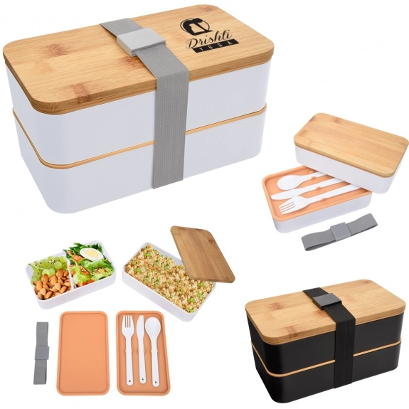 Collage - Stackable Promotional Bento Box w/ Utensils