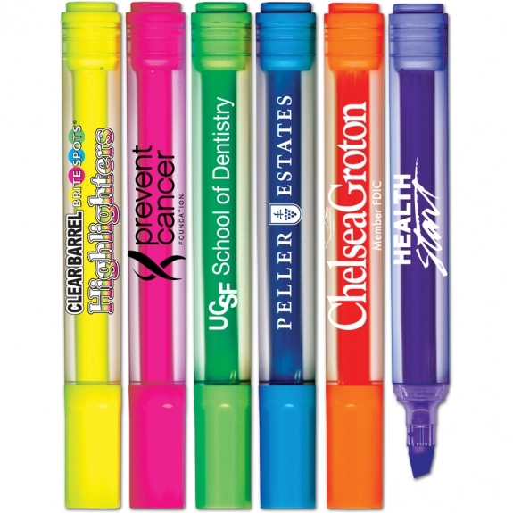 Broadline Fluorescent Promotional Highlighter with Clear Barrel