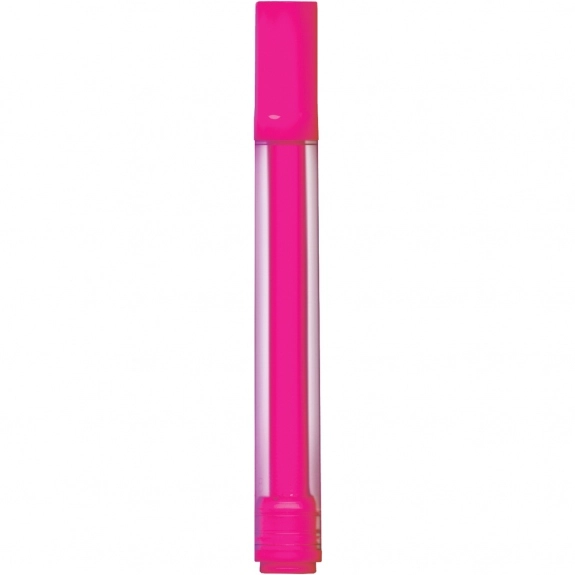 Pink Broadline Fluorescent Promotional Highlighter w/ Clear Barrel