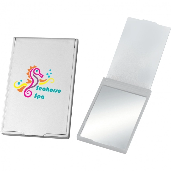 Silver Full Color Compact Rectangular Promotional Mirror