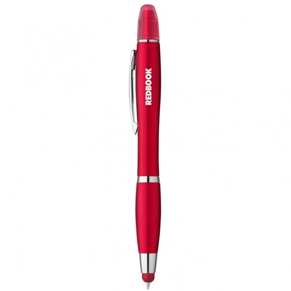 Red 3-in-1 Metallic Multifunction Ballpoint Custom Pens