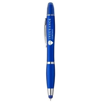 Blue 3-in-1 Metallic Multifunction Ballpoint Custom Pens