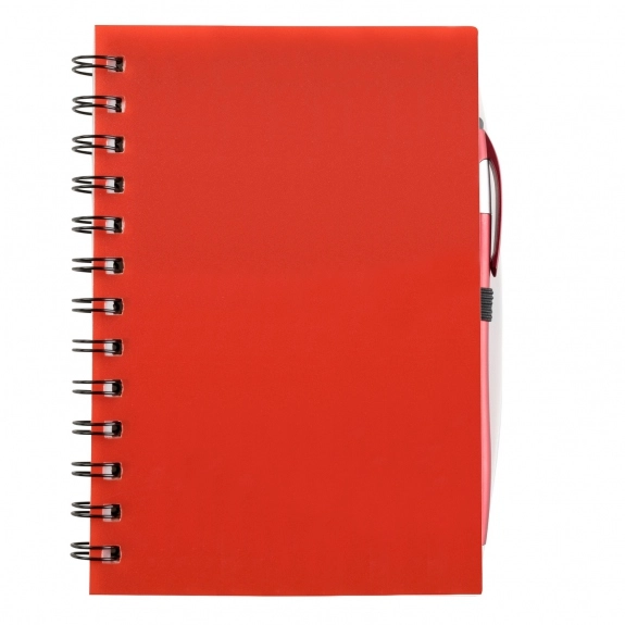Red Spiral Custom Notebooks w/ Sticky Notes & Flags - 5"w x 7"h