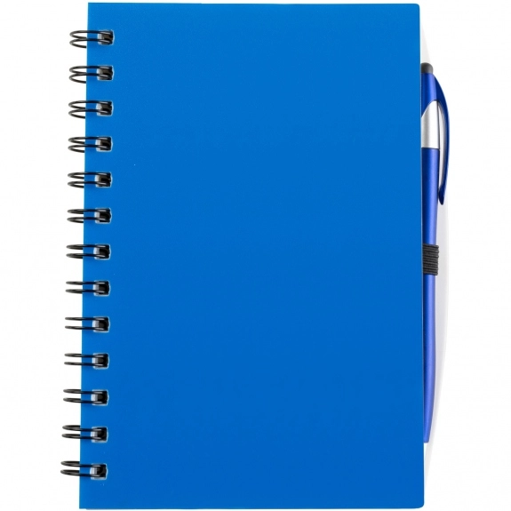 Blue Spiral Custom Notebooks w/ Sticky Notes & Flags - 5"w x 7"h