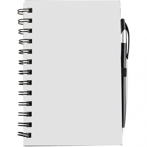 White Spiral Custom Notebooks w/ Sticky Notes & Flags - 5"w x 7"h