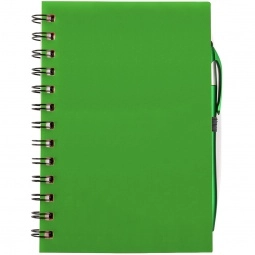 Green Spiral Custom Notebooks w/ Sticky Notes & Flags - 5"w x 7"h