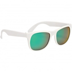 Green White Rubberized Mirrored Custom Sunglasses w/ Colored Lenses