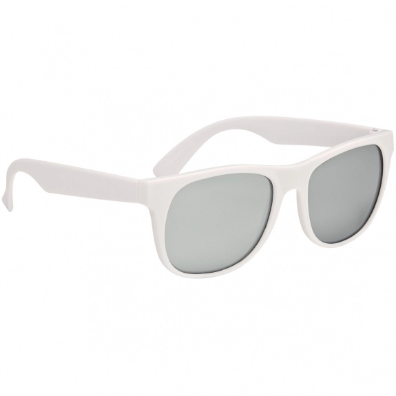 Silver White Rubberized Mirrored Custom Sunglasses w/ Colored Lenses