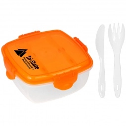 Orange - Clip Top Custom Lunch Container w/ Utensils