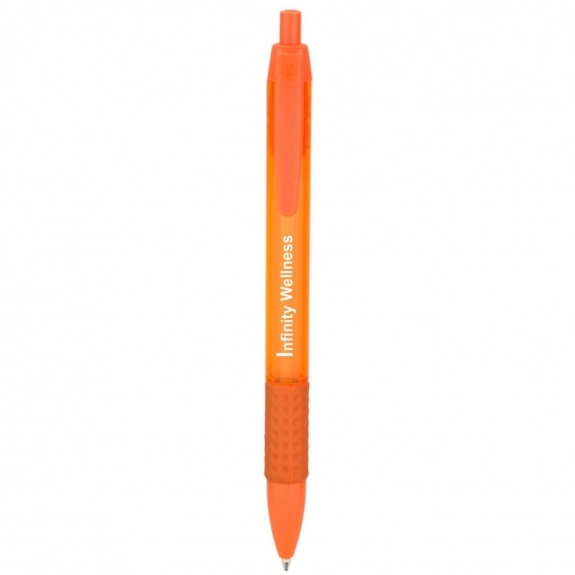 Translucent Orange - Translucent Promotional Click Pen w/ Grip