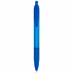 Translucent Blue - Translucent Promotional Click Pen w/ Grip