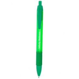 Translucent Green - Translucent Promotional Click Pen w/ Grip