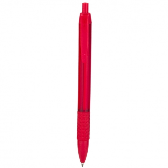 Translucent Red - Translucent Promotional Click Pen w/ Grip