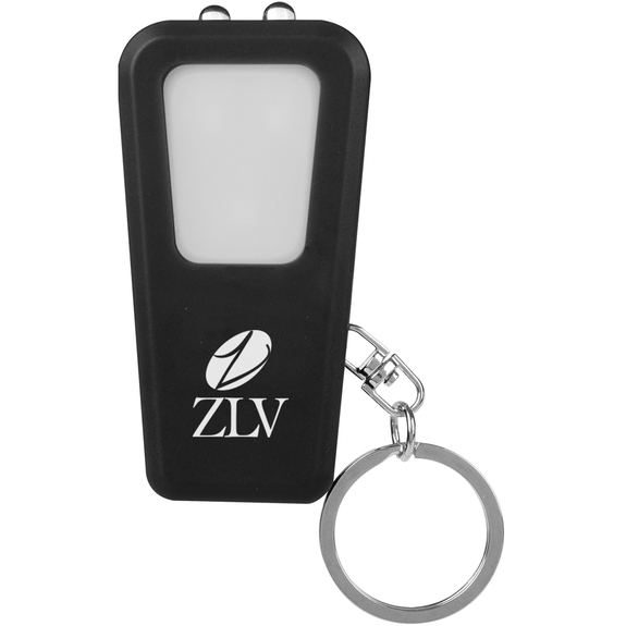Black - Promotional COB Light Keychain w/ Safety Whistle