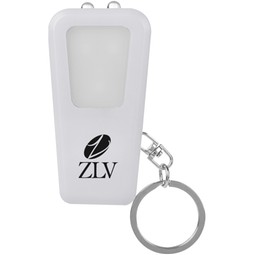 White - Promotional COB Light Keychain w/ Safety Whistle