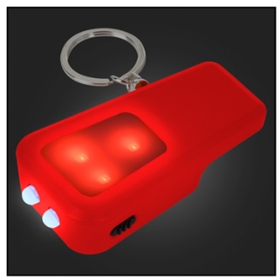 In Use - Promotional COB Light Keychain w/ Safety Whistle