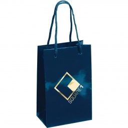 Navy Blue Glossy Laminated Custom Shopping Bag