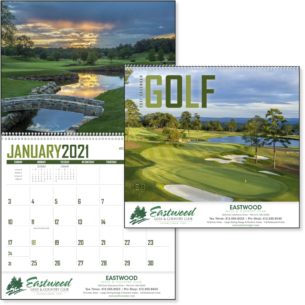 Great Golf Courses 12 Month Custom Calendar Promotional Calendar