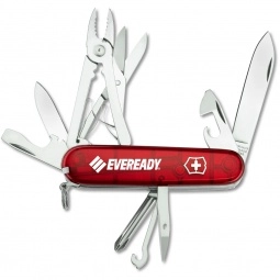 Translucent Ruby Red Victorinox Swiss Army Deluxe Promotional Pocket Knife