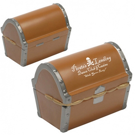 Brown/Gold Treasure Chest Promotional Stress Balls