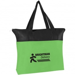 Lime Green Non-Woven Zippered Promotional Totes