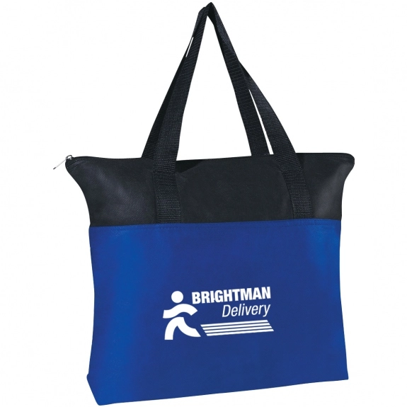 Royal Blue Non-Woven Zippered Promotional Totes