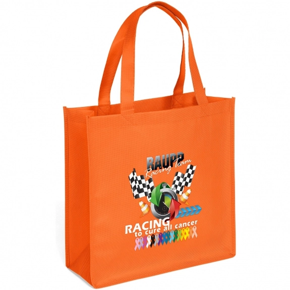 Orange Full Color Custom Non-Woven Shopper Tote Bag