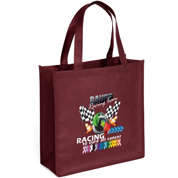 Burgundy Full Color Custom Non-Woven Shopper Tote Bag