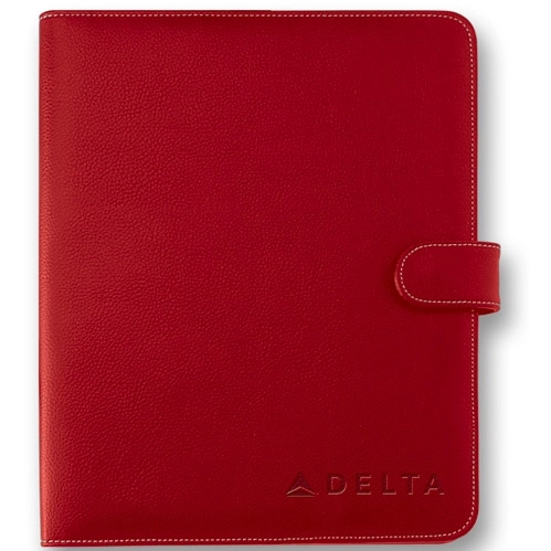 Red Litchi Fabric Personalized Padfolio - 10.5"w x 12.75"h
