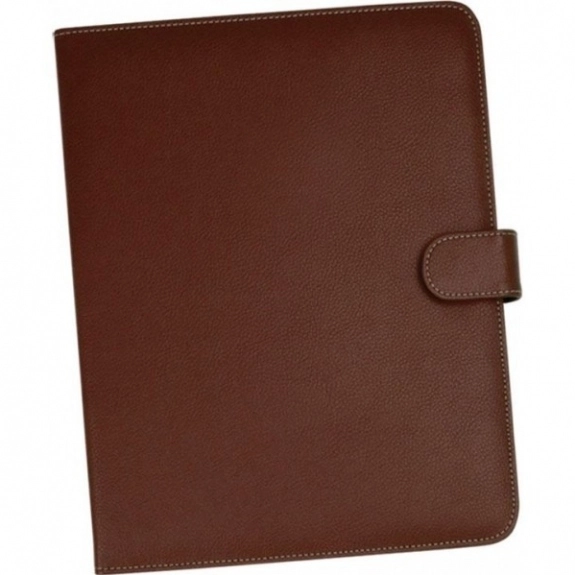 Brown Litchi Fabric Personalized Padfolio - 10.5"w x 12.75"h