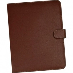 Brown Litchi Fabric Personalized Padfolio - 10.5"w x 12.75"h