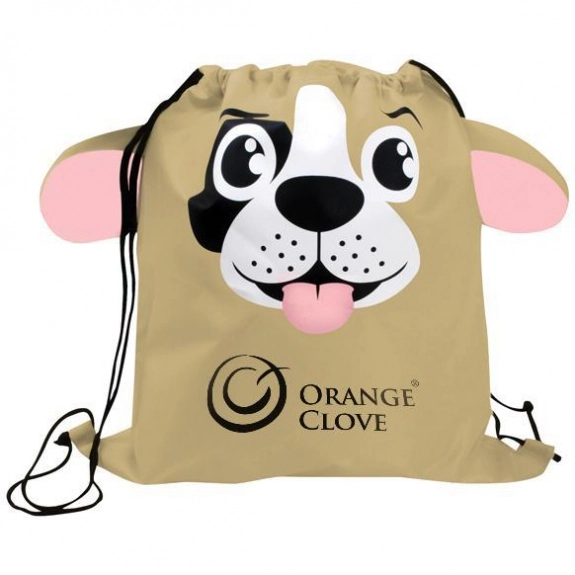 Tan Paws & Claws Promotional Drawstring Backpack - Puppy