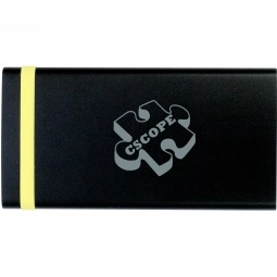 Yellow - UL Certified Custom Power Bank w/ Rubber Band Accent - 3000 mAh