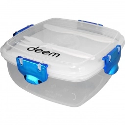 Blue - Metallic Clip Top Custom Lunch Container w/ Utensils & Freezer Pack