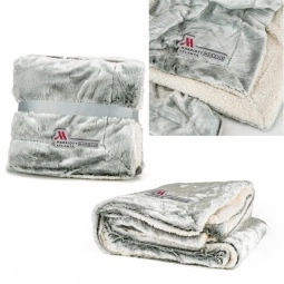 Gray Velvet Sherpa Lined Custom Blanket - 50" x 60"