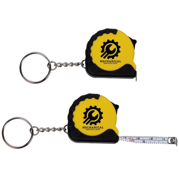 Yellow Custom Mini Grip Tape Measure Keychain - 3.25'