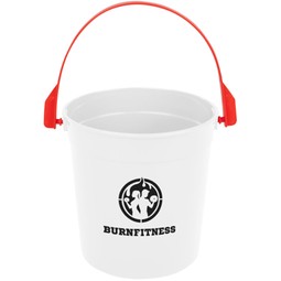 White / red - Custom Promotional Party Pail with Handle - 32 oz.