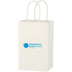 White Kraft Paper Branded Shopping Bag - 5.25"w x 8.25"h