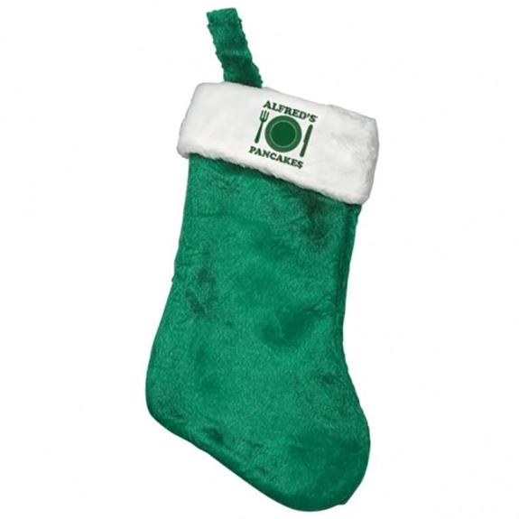 Green with white trim Plush Custom Christmas Stocking