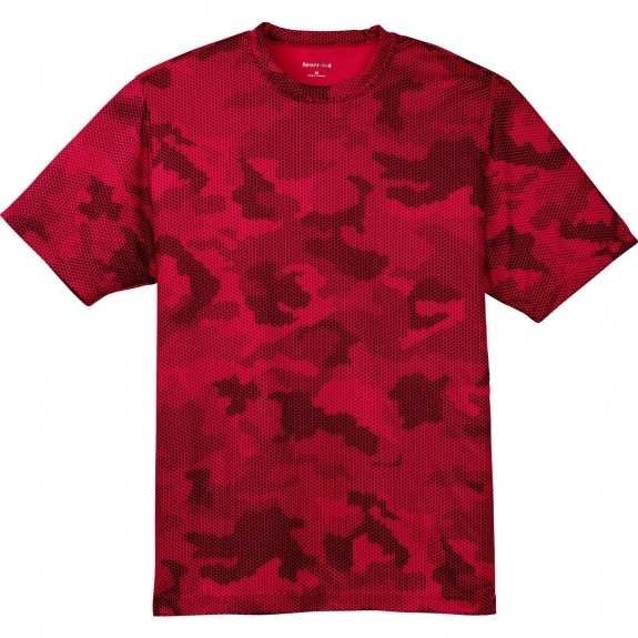 Deep Red Sport-Tek Camo Custom T-Shirts - Men's