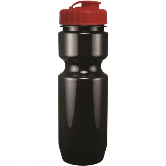 Black - Solid Custom Sports Bottle w/ Flip Top Lid - 22 oz.