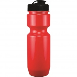 Red - Solid Custom Sports Bottle w/ Flip Top Lid - 22 oz.