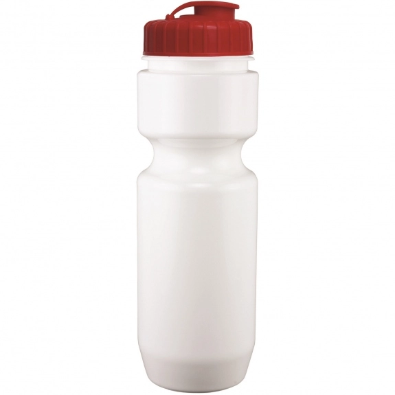 White - Solid Custom Sports Bottle w/ Flip Top Lid - 22 oz.