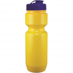 Yellow - Solid Custom Sports Bottle w/ Flip Top Lid - 22 oz.