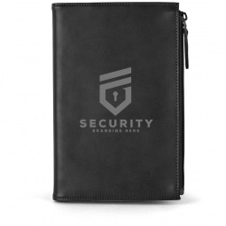 Black Executive Leather Custom Notebook w/ Zippered Pocket