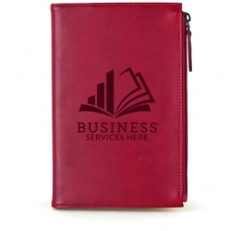 Merlot Executive Leather Custom Notebook w/ Zippered Pocket