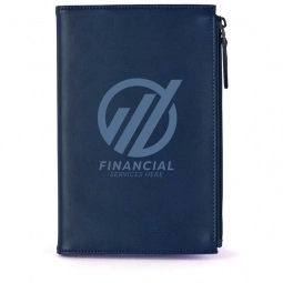 Navy Executive Leather Custom Notebook w/ Zippered Pocket
