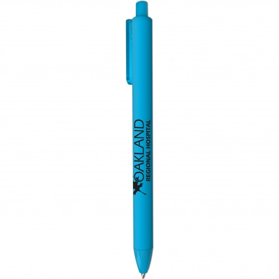 Light Blue - Soft Touch Rubberized Custom Ball Point Pen
